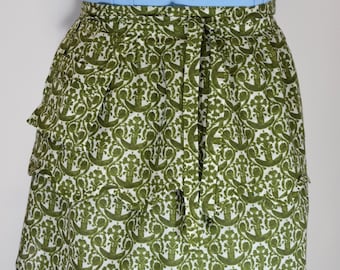 Verde Más Tamaño Apron con bolsillo, upcycled