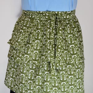 Green Plus Size Apron with pocket, upcycled