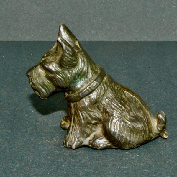 SALE*-A Small Scottie Dog Sitting Down- Black Aluminum