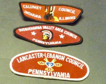 3 Boy Scout Councils Cloth Patches/Badges- Pa., Ill, & Ind.
