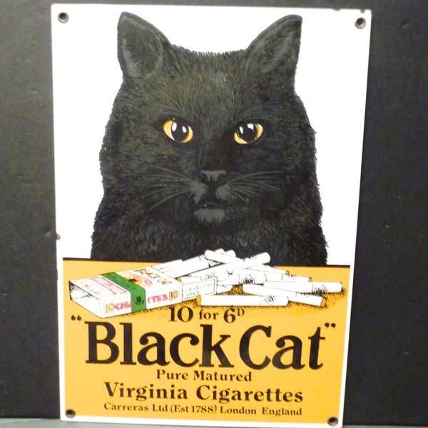 Black Cat Virginia Cigerettes Porcelain Tin Sign