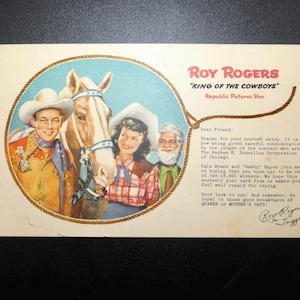 Roy Rogers &quot;King of the Cowboys&quot; 1949 Post Card- Thank you for Drawing Contest Entry