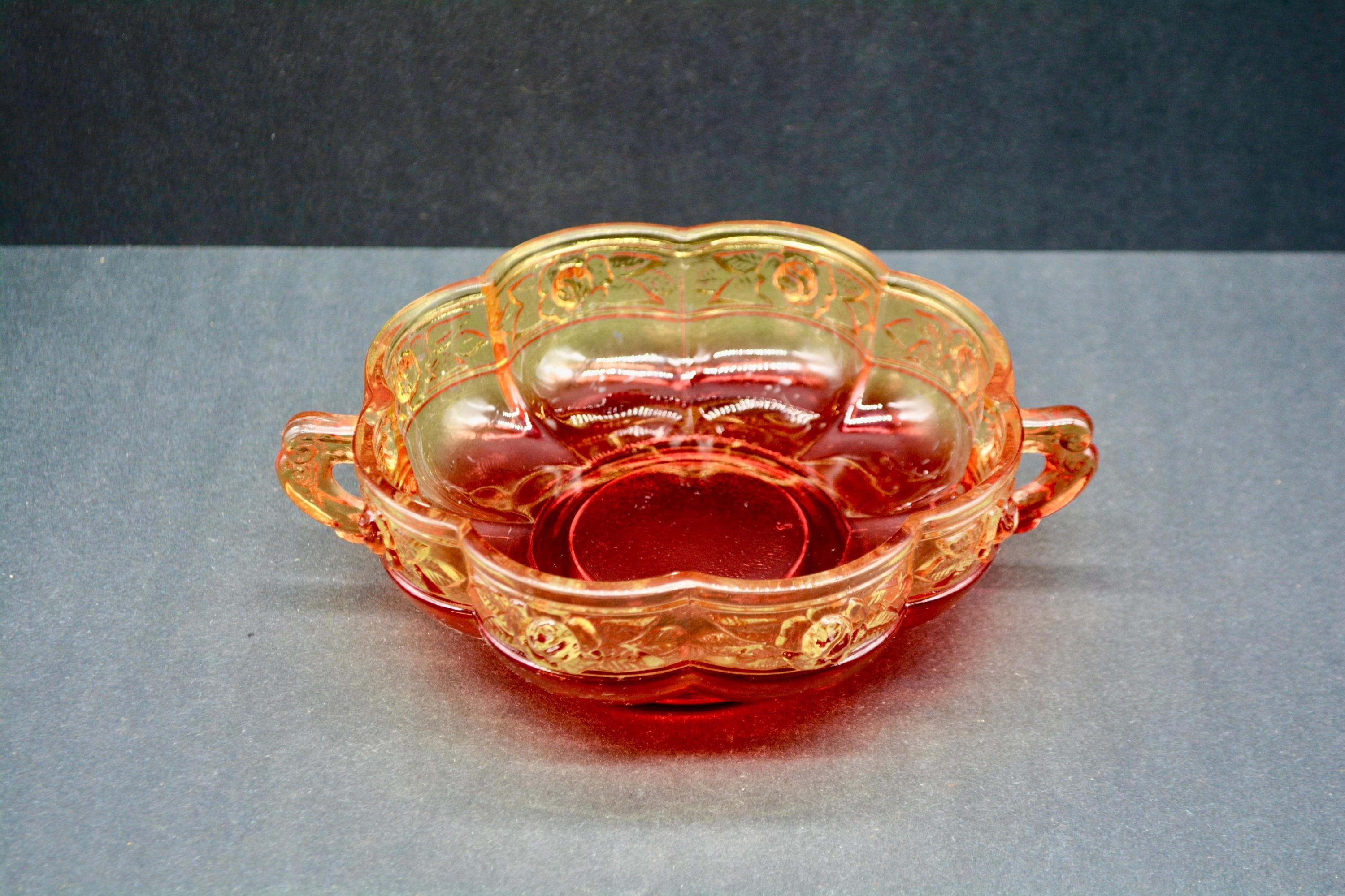 ビンテージ Amberina ガラス シュガー＆クリーマーセット Antique