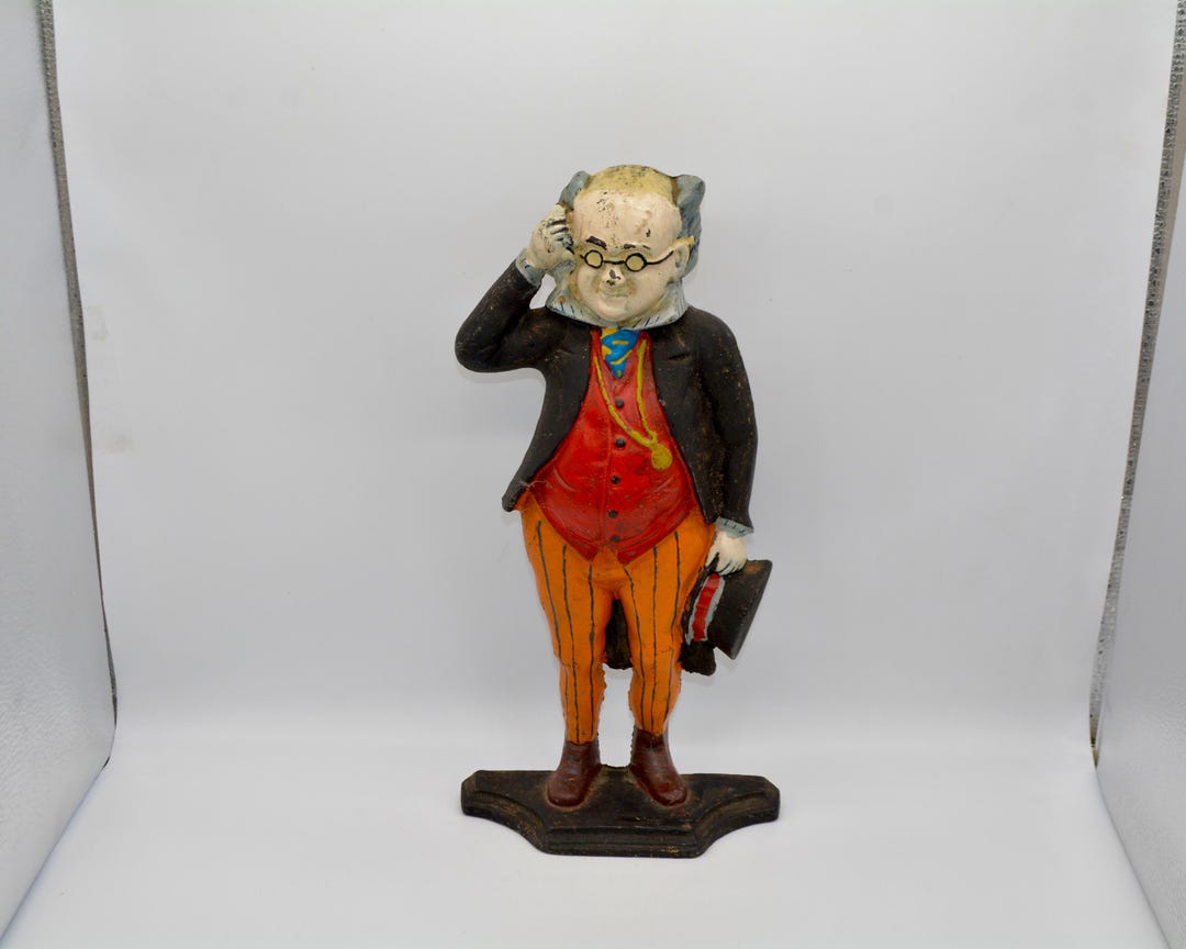 Sale*very RARE Vintage Man in Vested Suit Cast Iron Door Stop- Orange ...