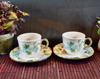 2 Cup and Saucer Metlox Poppytrail California Pottery-Grape Rim