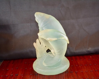 Manatee Mother w/ Baby- Hand Sculptured Tropical Accent
