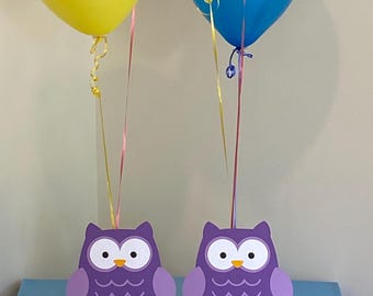 Owl Birthday Party Centerpiece Balloon Holders Baby Shower