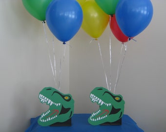 2 T-Rex Dinosaur Birthday Party Balloon Holder Centerpiece Cake Table Decorations