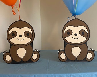 2 Sloth Animal Birthday Party Table Decorations - Balloon Holders - Baby Shower