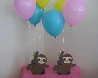 2 Sloth Birthday Party Balloon Holder Centerpiece Cake Table Decorations