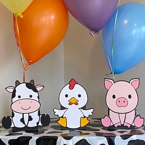 Farm Animal Birthday Party Centerpieces, Decorations, Balloon Holders, Baby Shower, Cake Table, Gift Table, image 1