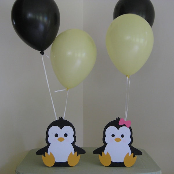 2 Penguin Birthday Party Centerpiece Balloon Holders Boy/Girl