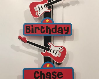Personalized Electric Guitar Birthday Party Welcome Door Sign Banner