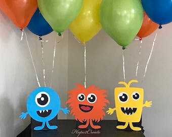 3 Monster Birthday Party Centerpiece Balloon Holders Lil Monster 1st Birthday Baby Shower