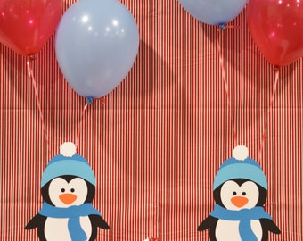 2 Winter Penguin Balloon Holder Birthday Party Centerpieces