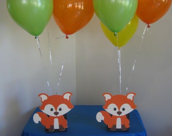2 Fox Birthday Party Baby Shower Table Centerpiece Balloon Holders