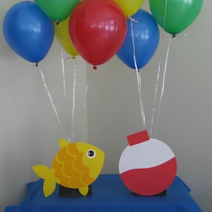 Fish and Bobber Birthday Party Balloon Holder Centerpiece Cake Table Decorations O&#39;Fishally One 1st birthday