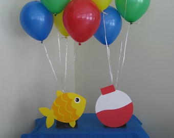 Fish and Bobber Birthday Party Balloon Holder Centerpiece Cake Table Decorations O'Fishally One 1st birthday