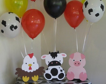 Barn Animals Birthday Party Table Decorations - Balloon Holders - Farm Animals