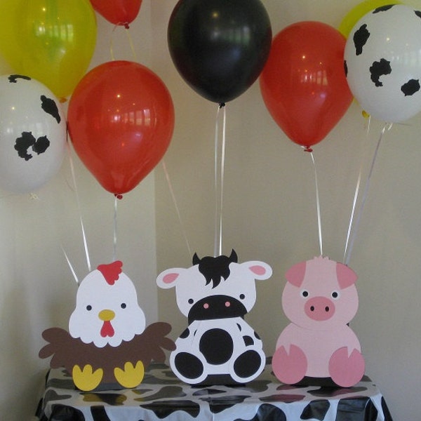 Barn Animals Birthday Party Table Decorations - Balloon Holders - Farm Animals