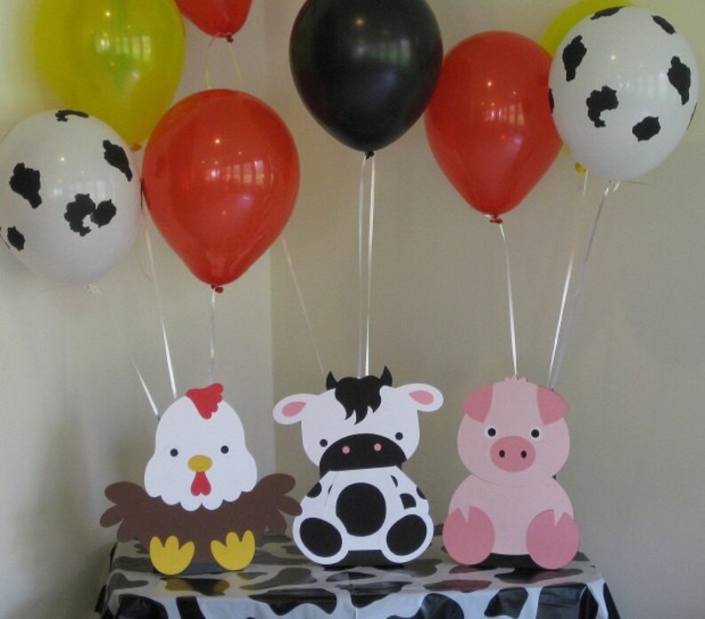 Barn Animals Birthday Party Table Decorations Balloon Holders Farm Animals