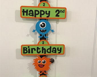 Personalized Monster Birthday Party Banner Welcome Door Sign
