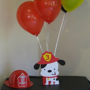 2 Dalmatian Fire Dog Birthday Party Centerpieces - Balloon Holders