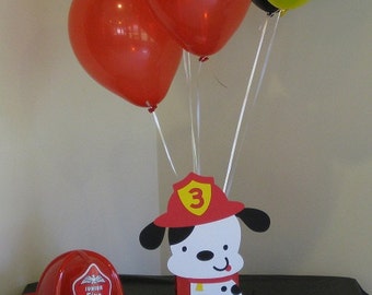2 Dalmatian Fire Dog Birthday Party Centerpieces - Balloon Holders
