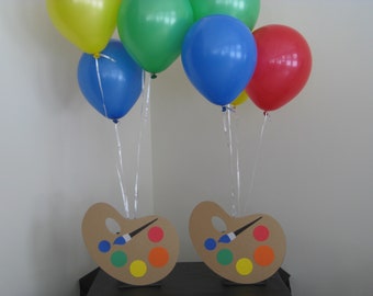 2 Paint Artist Birthday Party Balloon Holder Centerpiece Cake Table Decorations