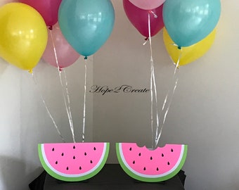 2 Watermelon Birthday Party Centerpiece Balloon Holders 1st Birthday One in a Melon