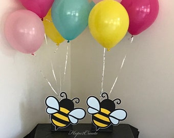 2 Bumble Bee Birthday Party Centerpiece Balloon Holders Bridal Shower Baby Shower