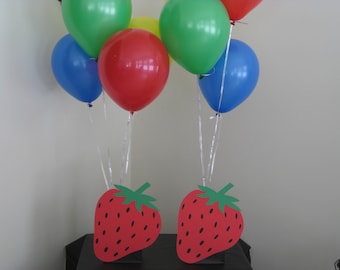 2 Strawberry Tutti Frutti Red Balloon Holder Centerpiece Decorations Birthday/Baby Shower