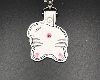 Kitty Cat Bum Keychain/ Key Fob / Bag Tag Embroidered