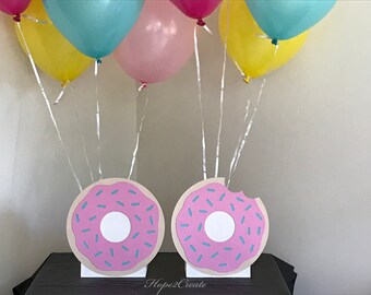 2 Donut Birthday Party Centerpiece Balloon Holders Sprinkles 1st Birthday