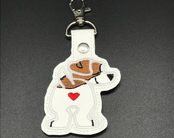 Jack Russell Keychain/ Key Fob / Bag Tag Embroidered, Dog,  Rescue