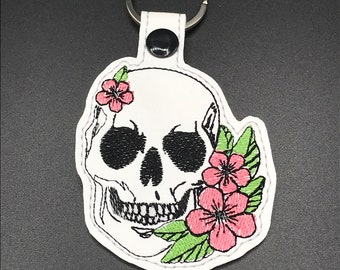 Floral Skull Key Fob/Snap Tab Ready to Ship