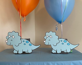 2 Dinosaur Animal Birthday Party Table Decorations - Balloon Holders - Baby Shower - Pastels