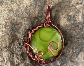 Lime green glass pendant