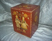 Antique PENNSYLVANIA DUTCH Miniature Folk Art Painted Wood Wedding Dowry CHEST