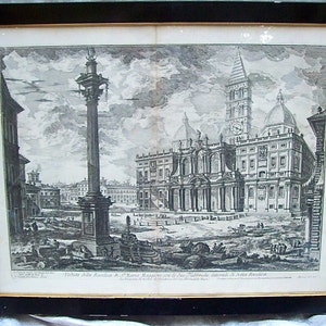 Incorniciato Originale 1749 GIOVANNI BATTISTA PIRANESI Incisione Stampa da &quot;Vedute di Roma&quot; - Basllica S. Maria Maggiore