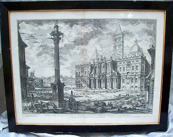 Framed Original 1749 GIOVANNI BATTISTA PIRANESI Etching Print from &quot;Views of Rome&quot; - Basllica S. Maria Maggiore