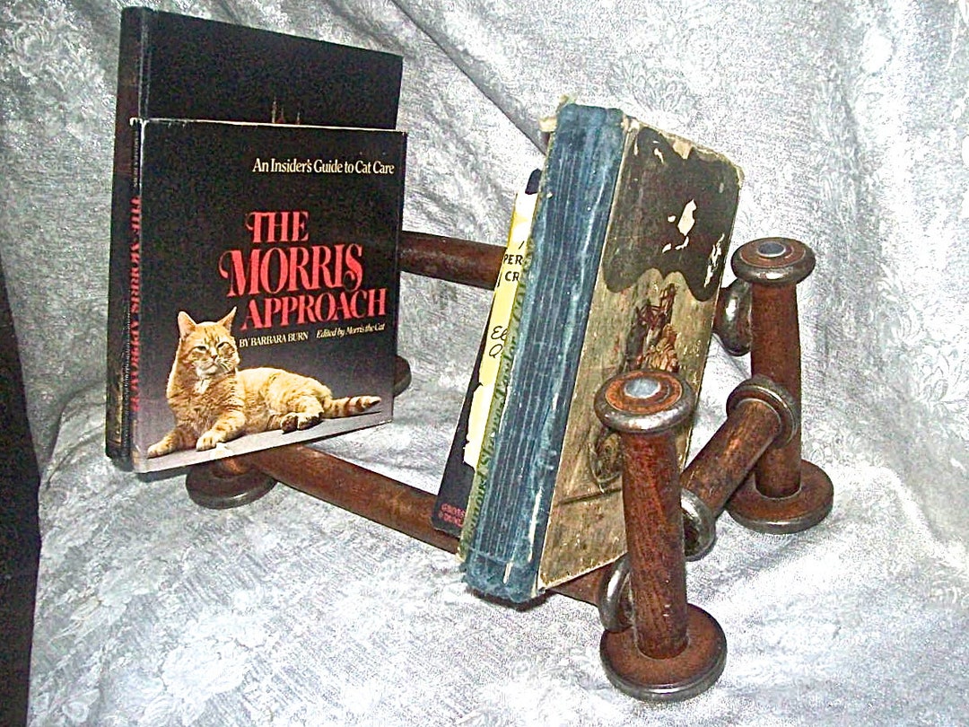 Antique FOLK ART Tabletop Wood Book SHELF Made From Industrial Thread