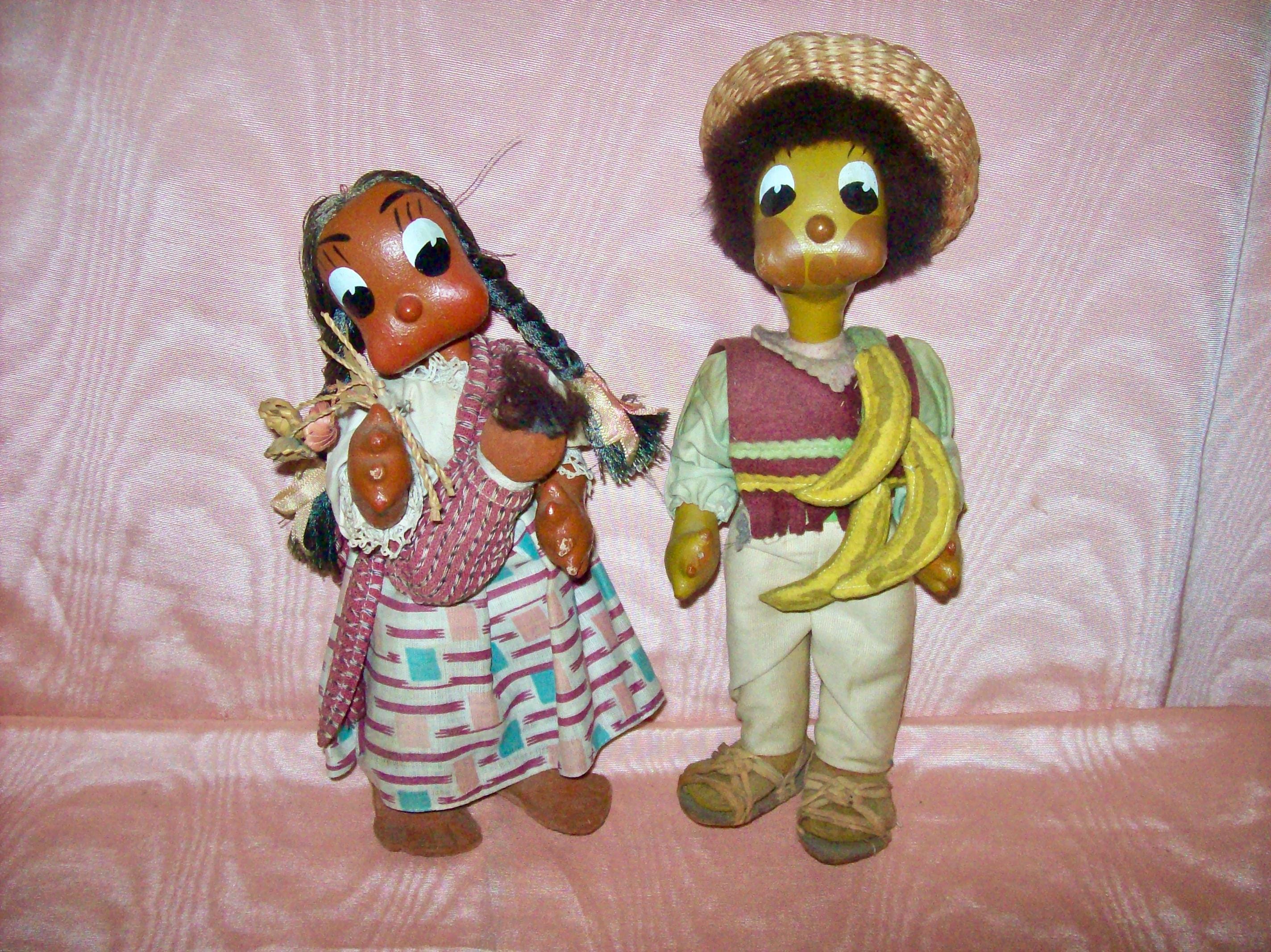 Vintage Hand Crafted MEXICAN DOLLS of Painted Fabric Street VENDORS Couple With Baby Etsy UK