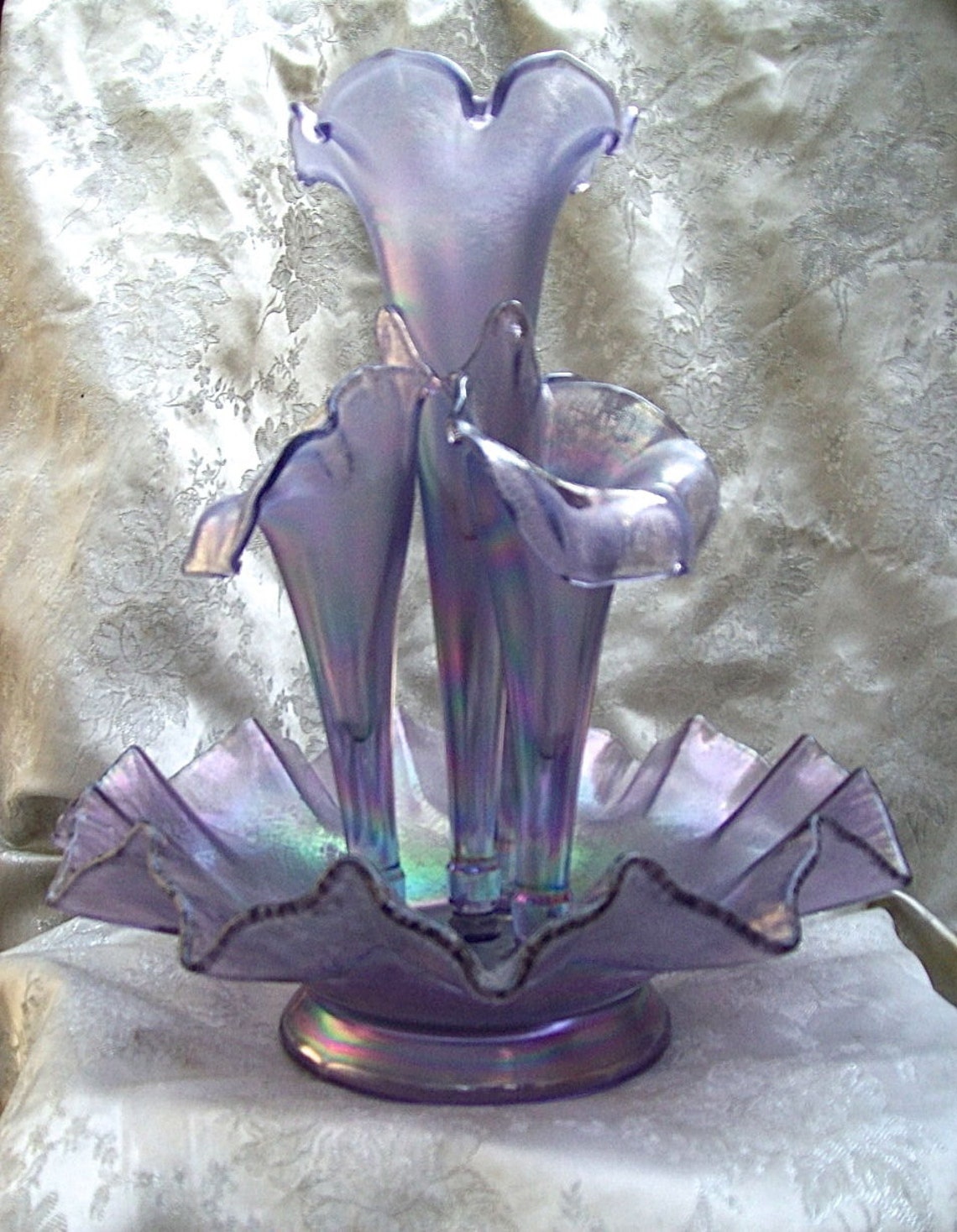 Elegant FENTON 5 Piece AMETHYST Iridescent Stretch Glass Etsy