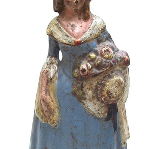 Circa 1920's Southern Belle Figural CAST IRON DOORSTOP with Original Paint - So Shabby Chic!!!