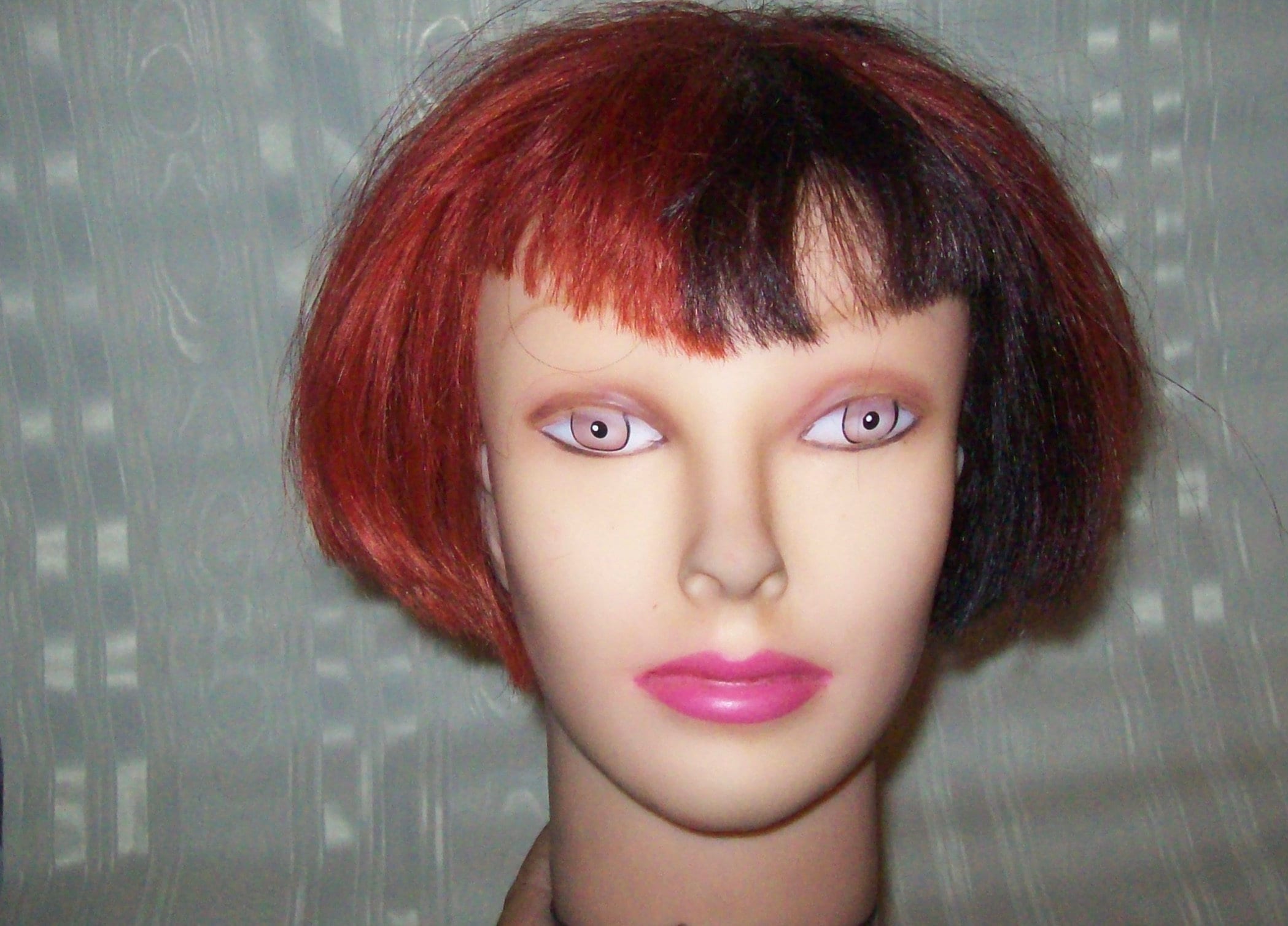 Plastic Mannequin Head, Debra Manikin, D804 by Burmax, Auburn Hair, Blue  Eyes, Red Rose Lips 