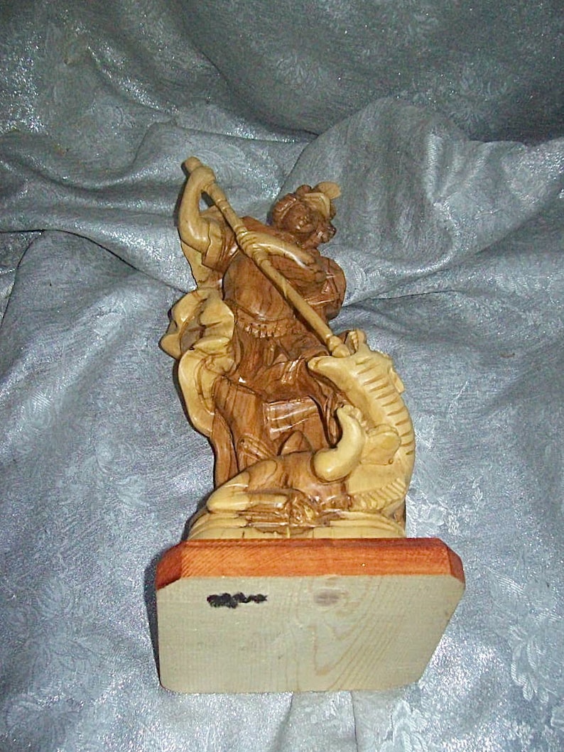 Hand Carved Wood Sculpture of SAINT GEORGE Slaying the DRAGON - Etsy