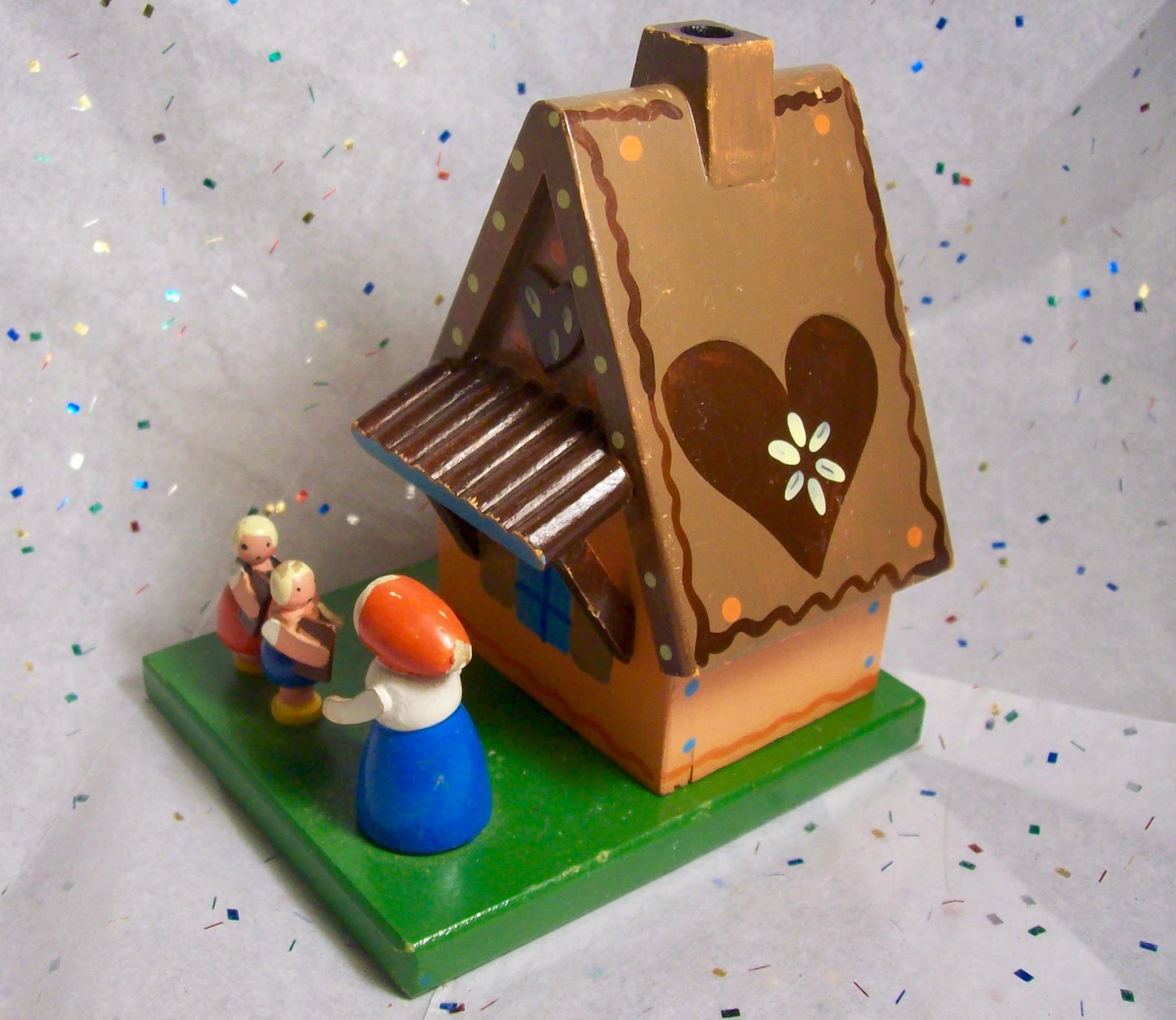 Vintage German Painted Wood HANSEL and GRETEL Fairy Tale SMOKER