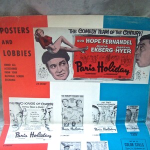 1958 Bob Hope MOVIE &quot;PARIS HOLIDAY&quot; Promotional Publicity Advertising Campaign Booklet