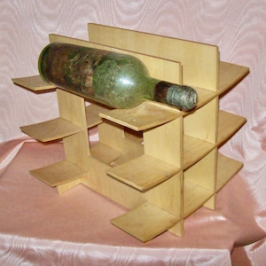 Modernist UMBRA Natural Engineered Curved Wood WINE RACK (holds 9 Bottles) - Made in Canada